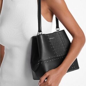 Michael Kors Pratt Medium Studded Patchwork Shoulder Bag